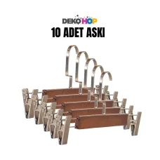 Elbise Pantolon Etek Askısı Ahşap Mandallı Askılık 1. Sınıf Kalite Ahşap Askı AHŞAP CEVİZ RENK 10 AD