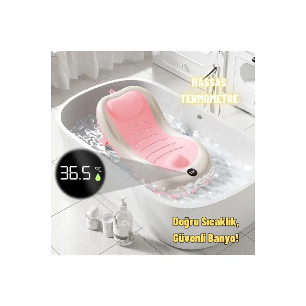 Yenidoğan Bebek Katlanabilir Termometreli Besleme ve Yıkama Banyo Oturağı Alt Değiştirme Sehpası