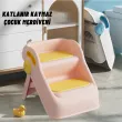 Çocuk Taburesi Katlanabilir Kaymaz İki Basamaklı Merdiven Çocuk Banyo Tuvalet Lavabo Yükseltici Pembe