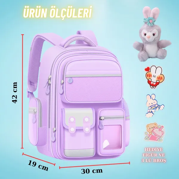 Kız Çocuk Kore Tarzı İlkokul Sırt Çantası Ergonomik Özel Tasarım Yeni Nesil Okul Çantası