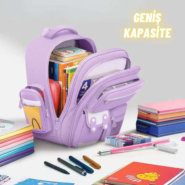 Kız Çocuk Kore Tarzı İlkokul Sırt Çantası Ergonomik Özel Tasarım Yeni Nesil Okul Çantası