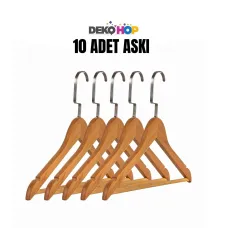 Ahşap Elbise Kıyafet Askısı 1.Kalite Ahşap Vernikli Ahşap Askı 10 ADET