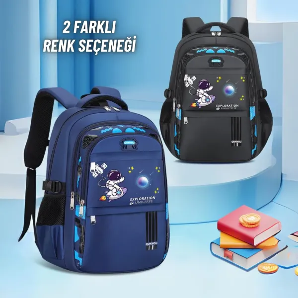 Erkek Çocuk İlkokul Anaokul Sırt Çantası Çok Bölmeli Ergonomik Yeni Nesil Tasarım Sırt Çantası