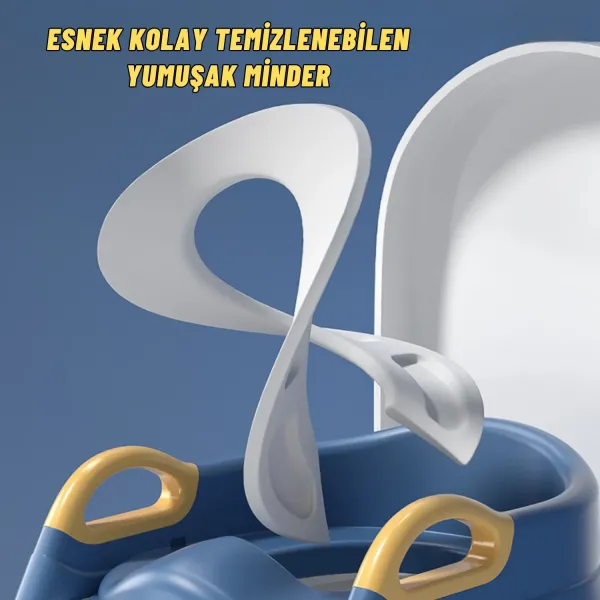 Çocuk Merdivenli Klozet Adaptörü Yükseklik Ayarlı Pratik Tuvalet Eğitici Klozet Oturak Mavi