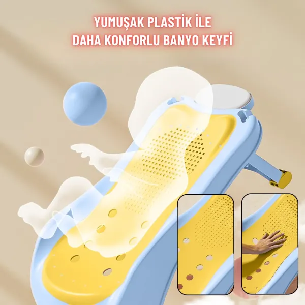 Bebek Banyo Yatağı ve Oturak Yeni Doğan Uyumlu Katlanır Küvet Aparatı Alt Değiştirme ve Mama Sehpası