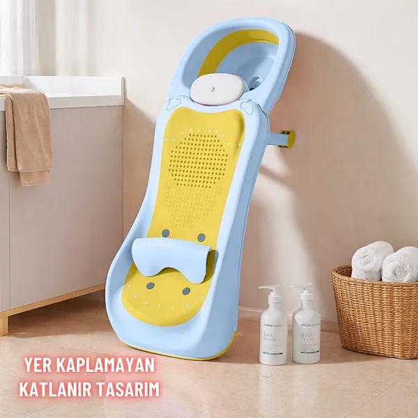 Bebek Banyo Yatağı ve Oturak Yeni Doğan Uyumlu Katlanır Küvet Aparatı Alt Değiştirme ve Mama Sehpası