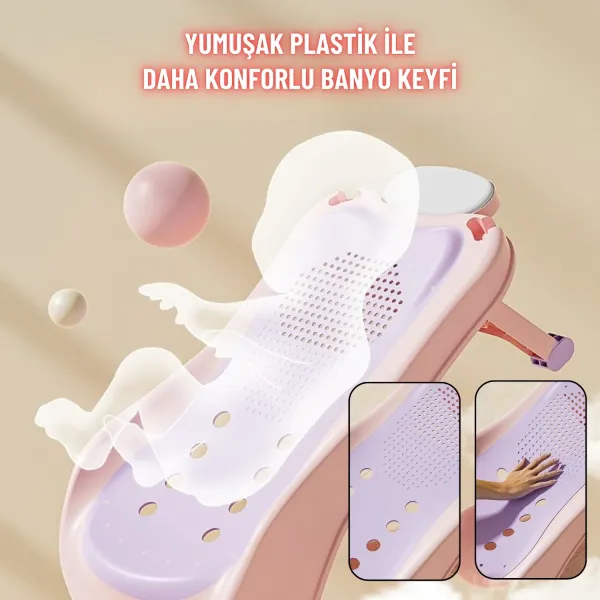 Bebek Banyo Yatağı ve Oturak Yeni Doğan Uyumlu Katlanır Küvet Aparatı Alt Değiştirme ve Mama Sehpası