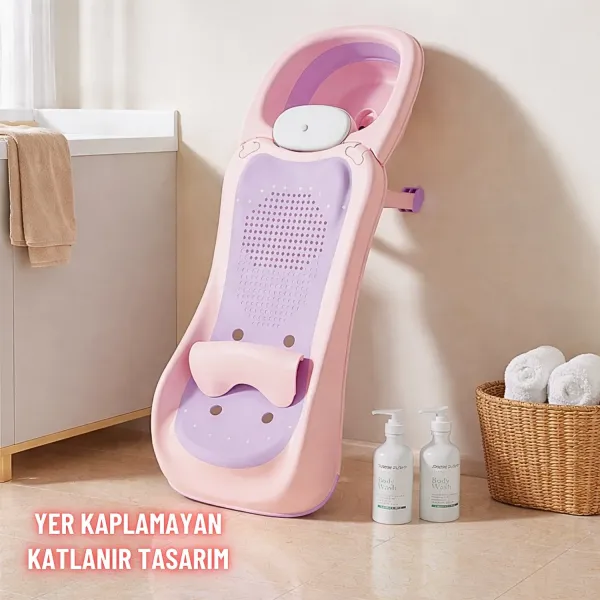 Bebek Banyo Yatağı ve Oturak Yeni Doğan Uyumlu Katlanır Küvet Aparatı Alt Değiştirme ve Mama Sehpası