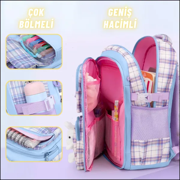 Çocuk Okul Sırt Çantası Ergonomik Özel Tasarım Çok Bölmeli Yeni Nesil Okul Çantası