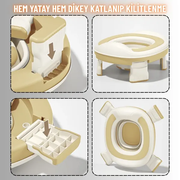 Taşınabilir Lazımlık Çocuk Katlanır Klozet Adaptörü Seyahat Kamp Çocuk Araba Portatif Lazımlık