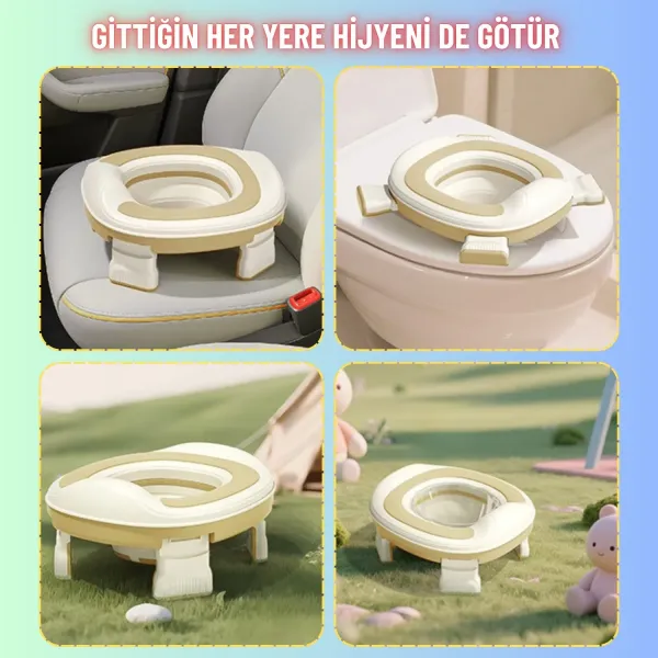 Taşınabilir Lazımlık Çocuk Katlanır Klozet Adaptörü Seyahat Kamp Çocuk Araba Portatif Lazımlık