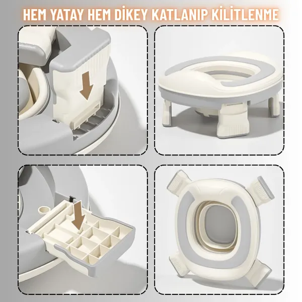 Taşınabilir Lazımlık Çocuk Katlanır Klozet Adaptörü Seyahat Kamp Çocuk Araba Portatif Lazımlık