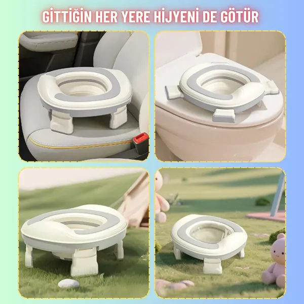 Taşınabilir Lazımlık Çocuk Katlanır Klozet Adaptörü Seyahat Kamp Çocuk Araba Portatif Lazımlık