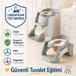 Çocuk Tuvalet Eğitimi Katlanır Klozet Adaptörü Ve Lazımlık Merdivenli Tuvalet Eğitici GRİ