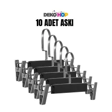 Elbise Pantolon Etek Askısı Ahşap Mandallı Askılık 1. Sınıf Kalite Ahşap Askı SİYAH 10 ADET