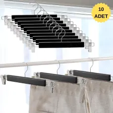 Ahşap Etek Pantolon Askısı Mandallı Lüks Elbise Askılık Vernikli Renk 10/50/100 Adet