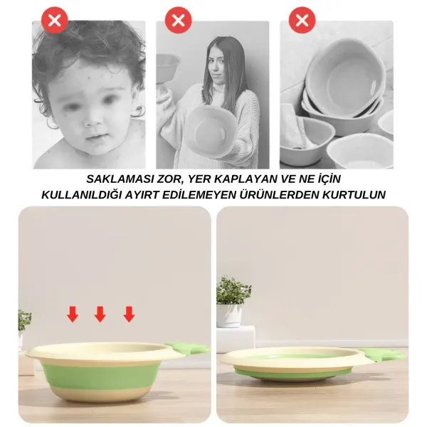 Katlabilir Yenidoğan Bebek ve Çocuk Banyo Yıkama Kovası