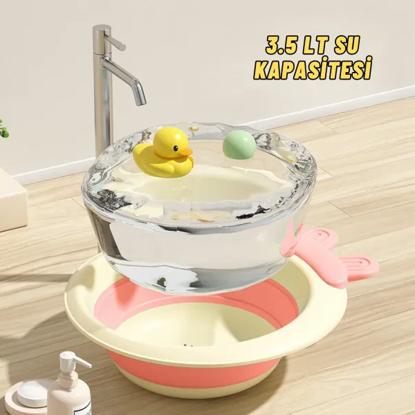 Katlabilir Yenidoğan Bebek ve Çocuk Banyo Yıkama Kovası