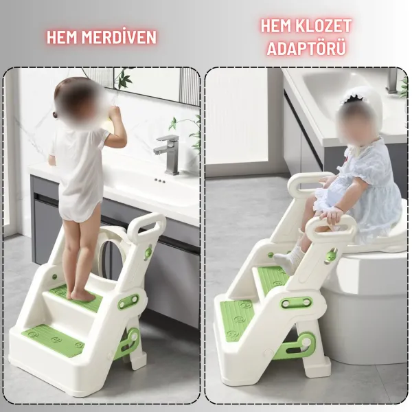 Merdivenli Katlanır Klozet Adaptörü Çocuk Tuvalet Eğitimi ve Banyo Tuvalet Lavabo Yükseltici