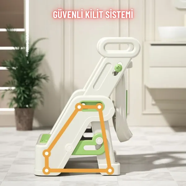 Merdivenli Katlanır Klozet Adaptörü Çocuk Tuvalet Eğitimi ve Banyo Tuvalet Lavabo Yükseltici