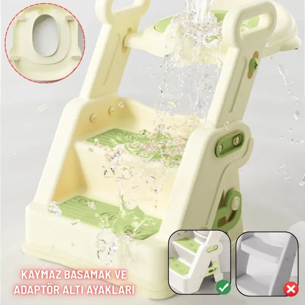 Merdivenli Katlanır Klozet Adaptörü Çocuk Tuvalet Eğitimi ve Banyo Tuvalet Lavabo Yükseltici