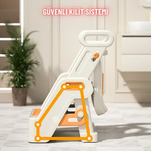 Merdivenli Katlanır Klozet Adaptörü Çocuk Tuvalet Eğitimi ve Banyo Tuvalet Lavabo Yükseltici