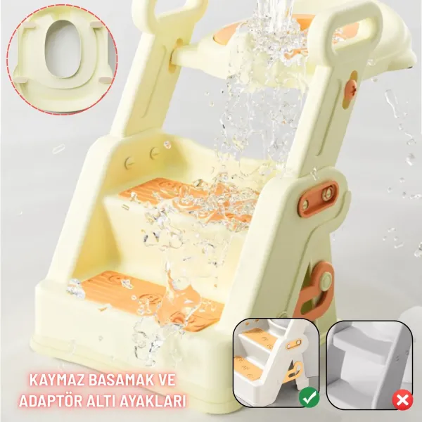 Merdivenli Katlanır Klozet Adaptörü Çocuk Tuvalet Eğitimi ve Banyo Tuvalet Lavabo Yükseltici