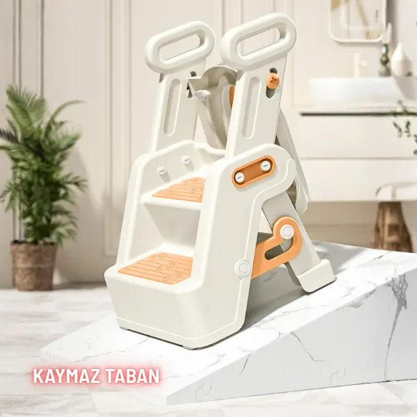 Merdivenli Katlanır Klozet Adaptörü Çocuk Tuvalet Eğitimi ve Banyo Tuvalet Lavabo Yükseltici