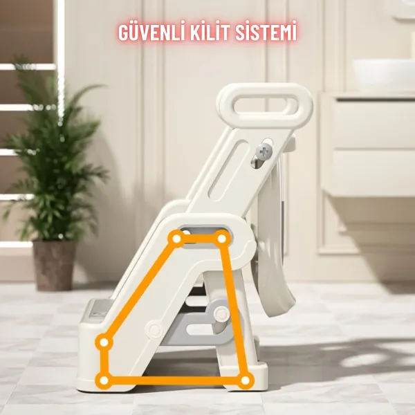 Merdivenli Katlanır Klozet Adaptörü Çocuk Tuvalet Eğitimi ve Banyo Tuvalet Lavabo Yükseltici