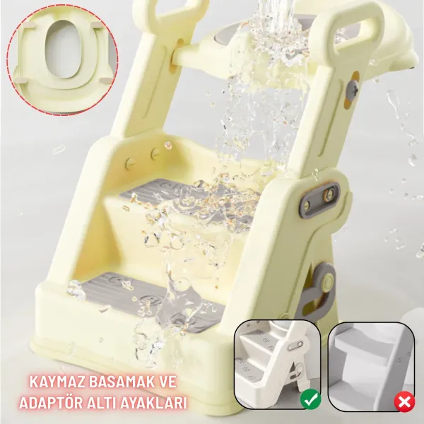 Merdivenli Katlanır Klozet Adaptörü Çocuk Tuvalet Eğitimi ve Banyo Tuvalet Lavabo Yükseltici
