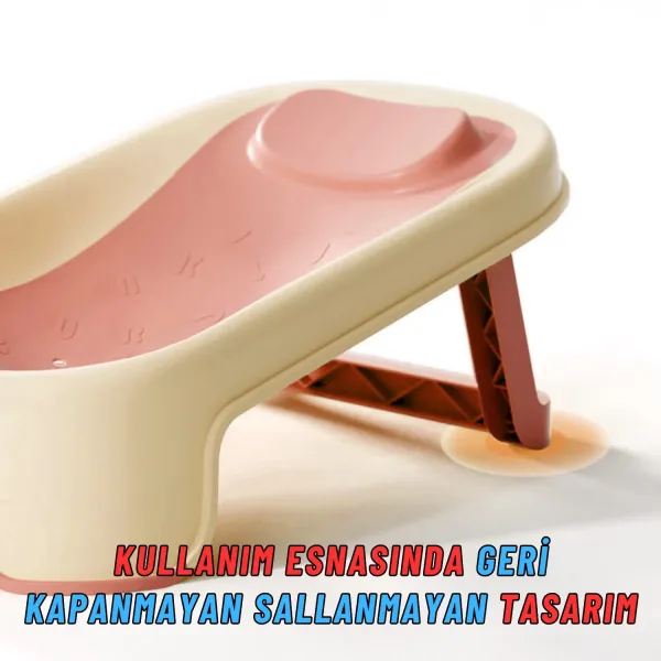 Katlanabilir Silikon Bebek Besleme ve Yıkama Banyo Oturağı Alt Değiştirme Sehpası Pembe