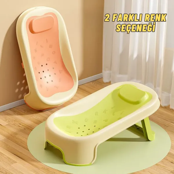Katlanabilir Silikon Bebek Besleme ve Yıkama Banyo Oturağı Alt Değiştirme Sehpası Pembe