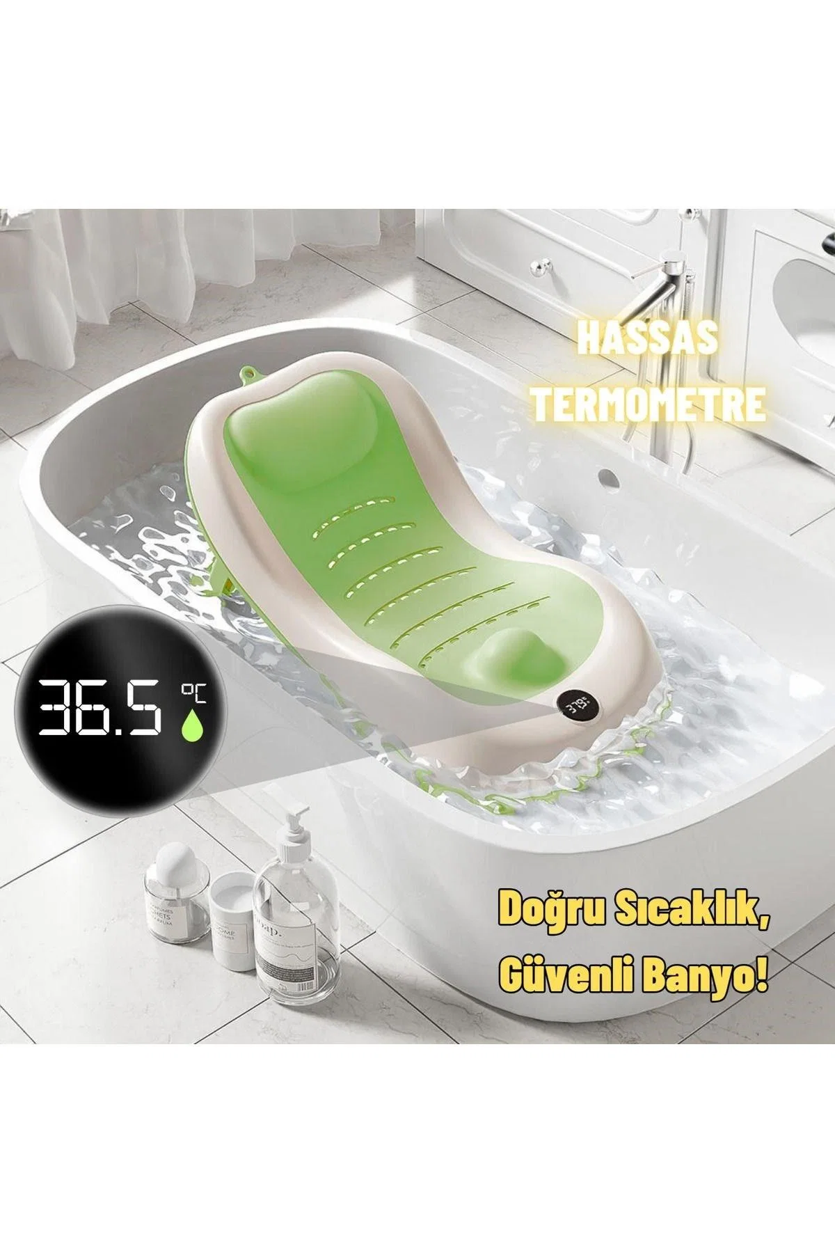 Yenidoğan Bebek Katlanabilir Termometreli Besleme ve Yıkama Banyo Oturağı Alt Değiştirme Sehpası - görsel 3