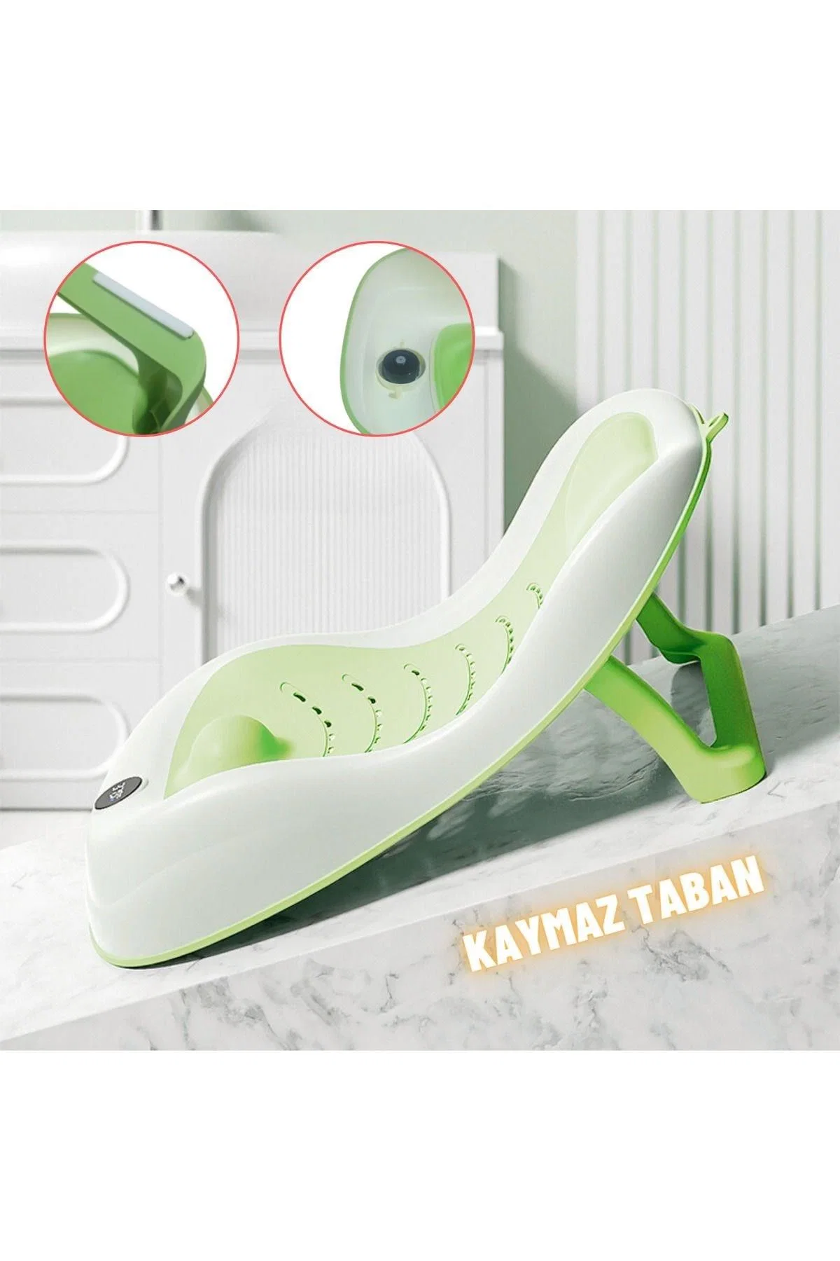 Yenidoğan Bebek Katlanabilir Termometreli Besleme ve Yıkama Banyo Oturağı Alt Değiştirme Sehpası - görsel 6