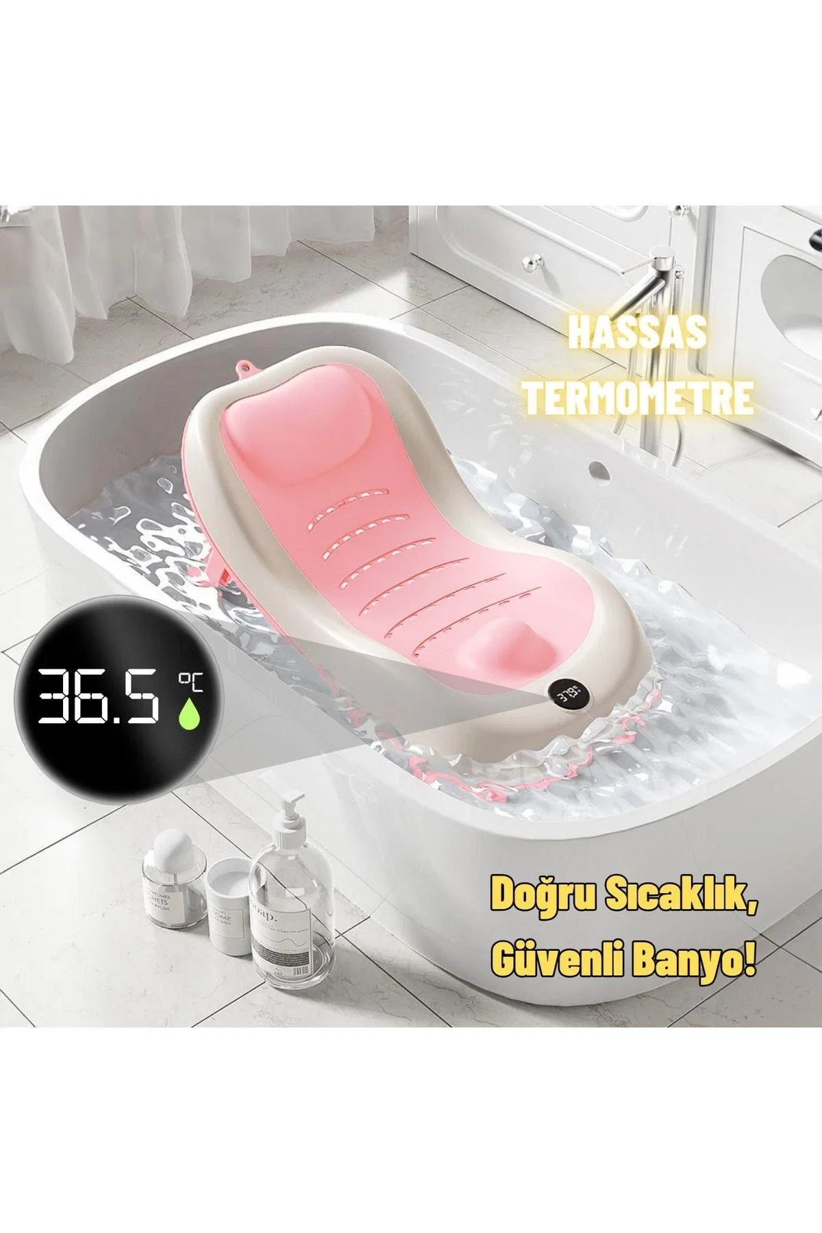 Yenidoğan Bebek Katlanabilir Termometreli Besleme ve Yıkama Banyo Oturağı Alt Değiştirme Sehpası - görsel 3