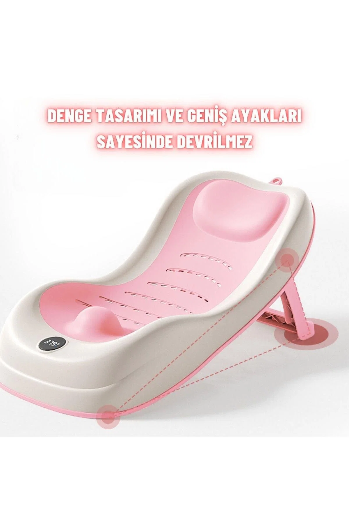 Yenidoğan Bebek Katlanabilir Termometreli Besleme ve Yıkama Banyo Oturağı Alt Değiştirme Sehpası - görsel 4