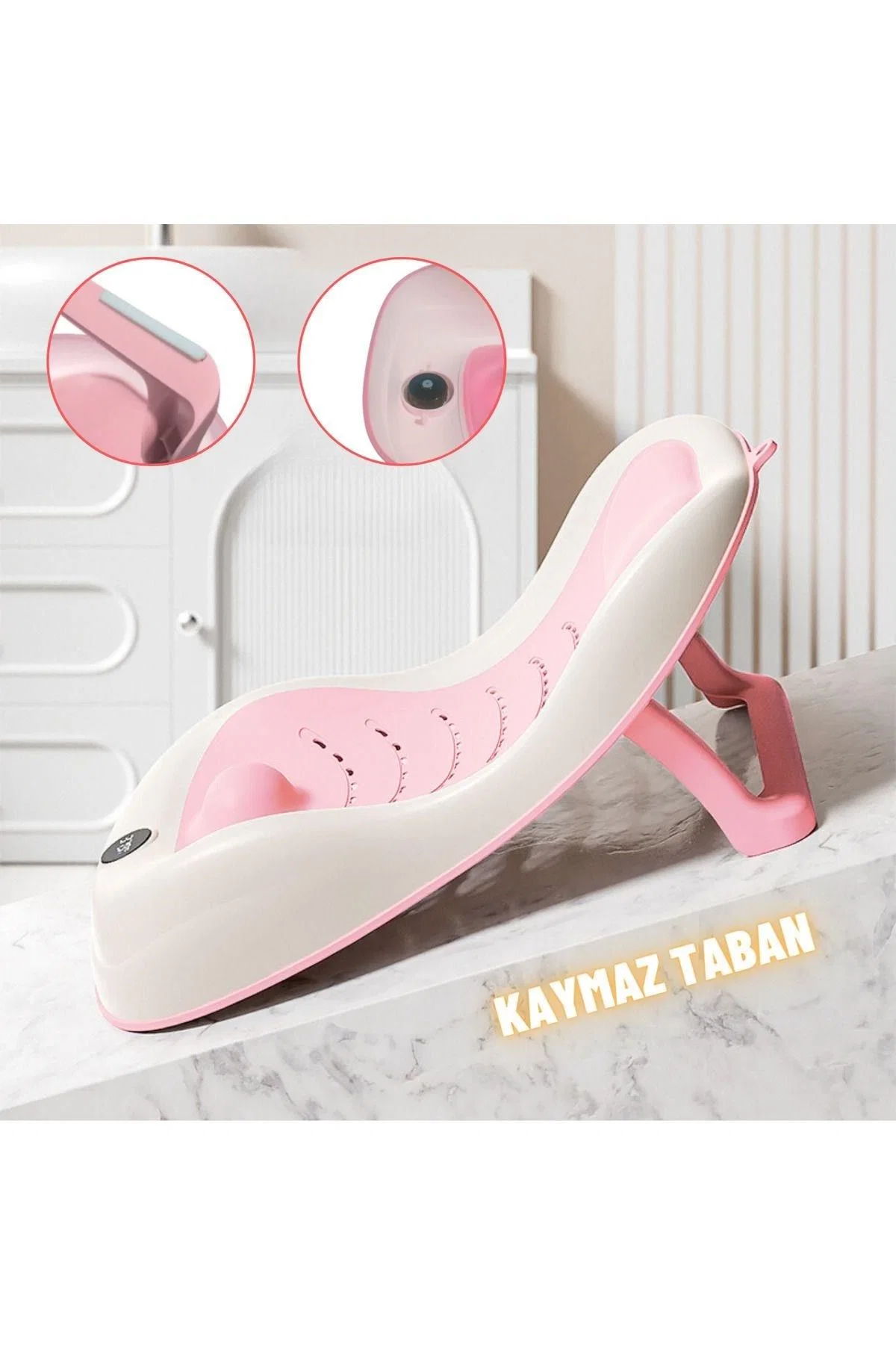 Yenidoğan Bebek Katlanabilir Termometreli Besleme ve Yıkama Banyo Oturağı Alt Değiştirme Sehpası - görsel 6