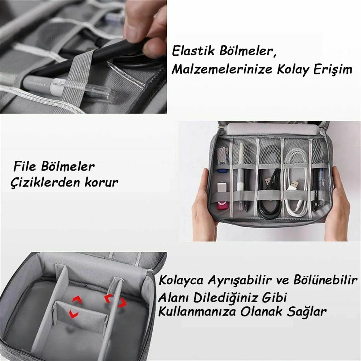 Aksesuar Kablo Powerbank Saklama Taşıma Kılıfı Organizer Çantası - görsel 4