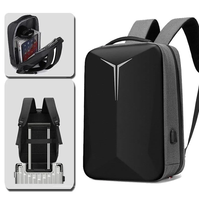 Laptop Sırt Çantası Usb Şarj Girişli iş Seyahat Su Geçirmez Notebook Ipad Ve Evrak Taşıma Çantası GRİ - görsel 3