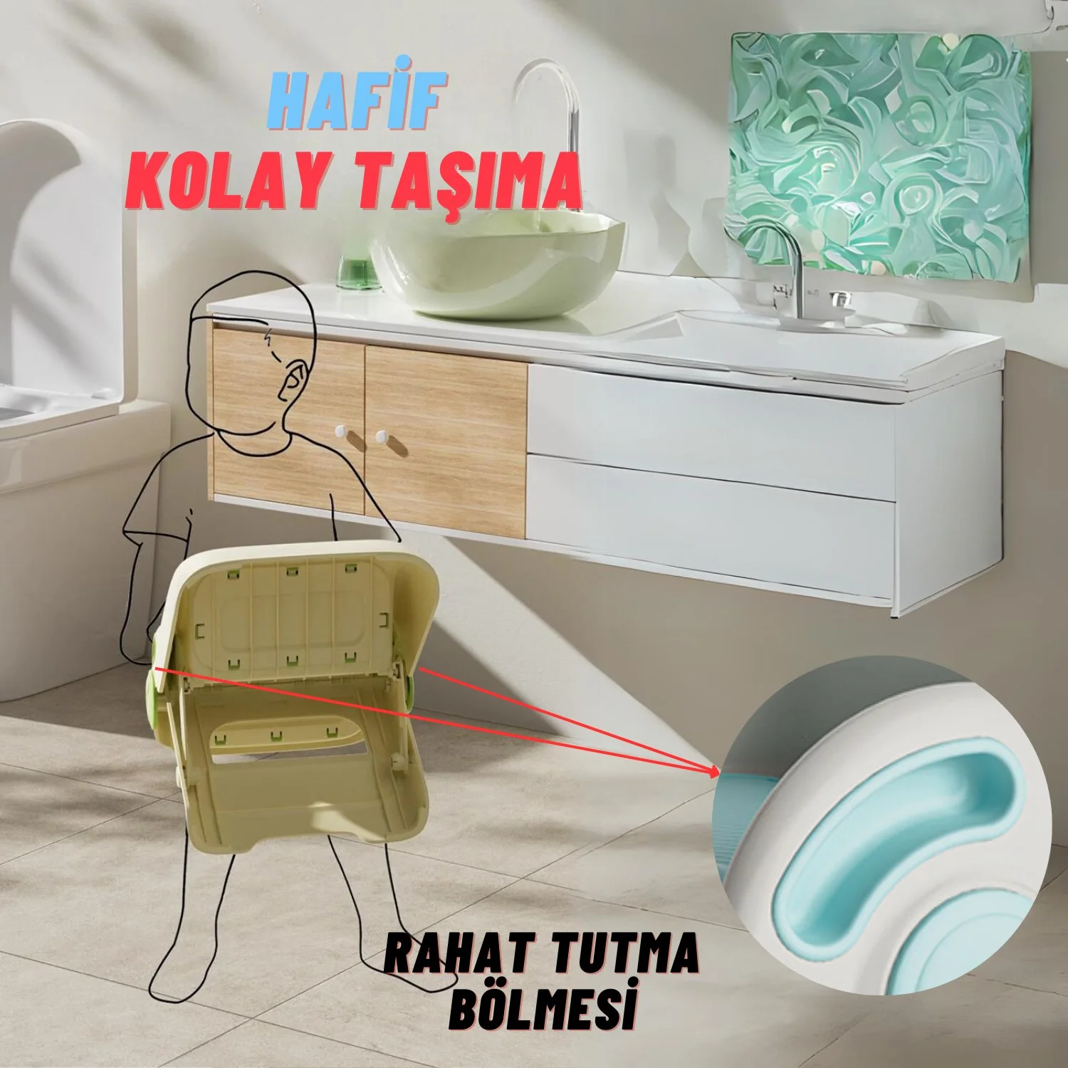 Çocuk Taburesi Katlanabilir Kaymaz İki Basamaklı Merdiven Çocuk Banyo Tuvalet Lavabo Yükseltici Pembe - görsel 6