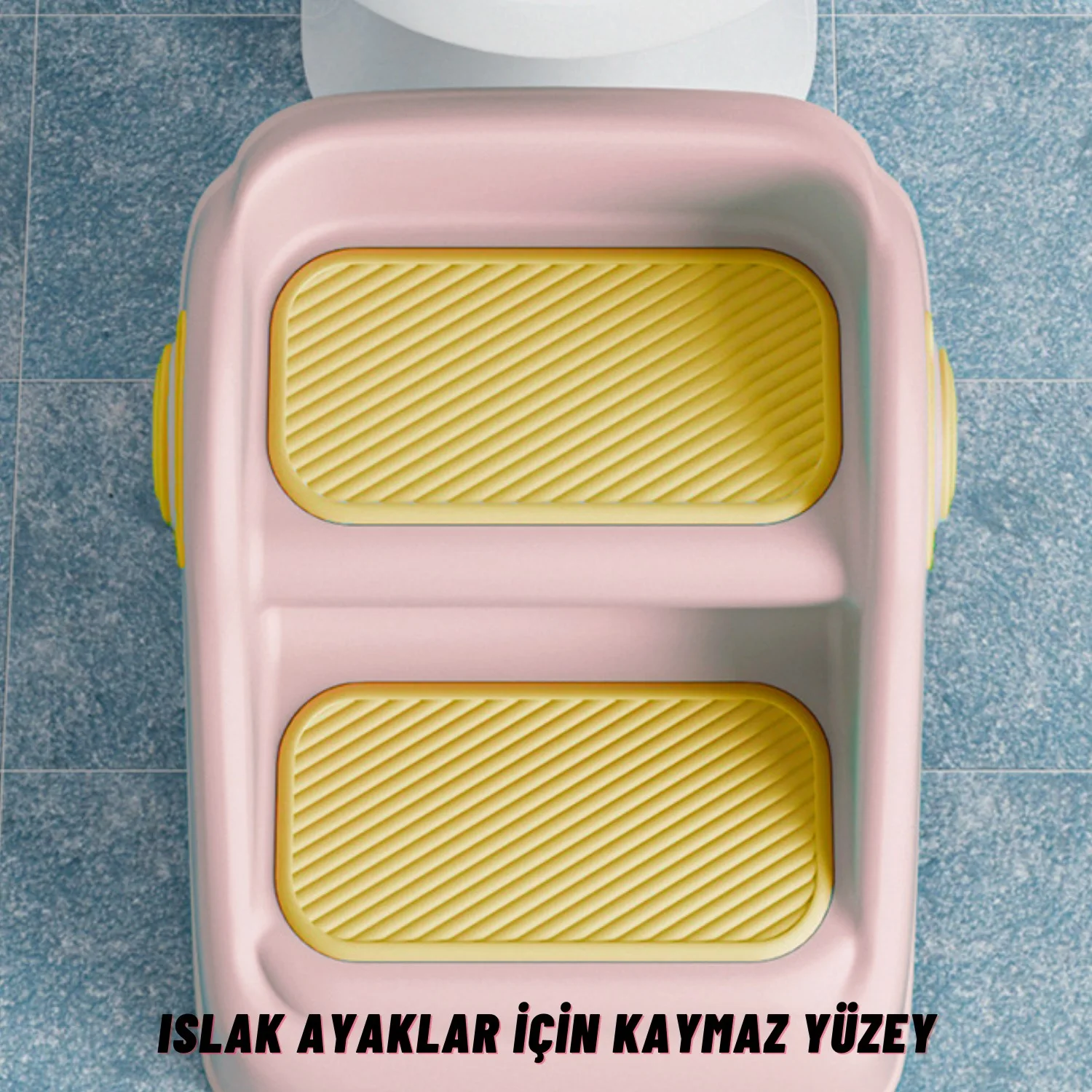 Çocuk Taburesi Katlanabilir Kaymaz İki Basamaklı Merdiven Çocuk Banyo Tuvalet Lavabo Yükseltici Pembe - görsel 7