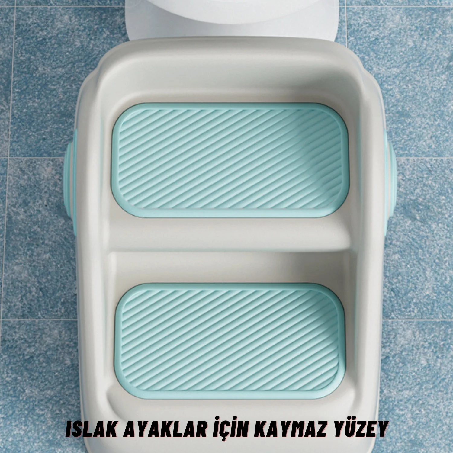 Çocuk Taburesi Katlanabilir Kaymaz İki Basamaklı Merdiven Çocuk Banyo Tuvalet Lavabo Yükseltici Mavi - görsel 7