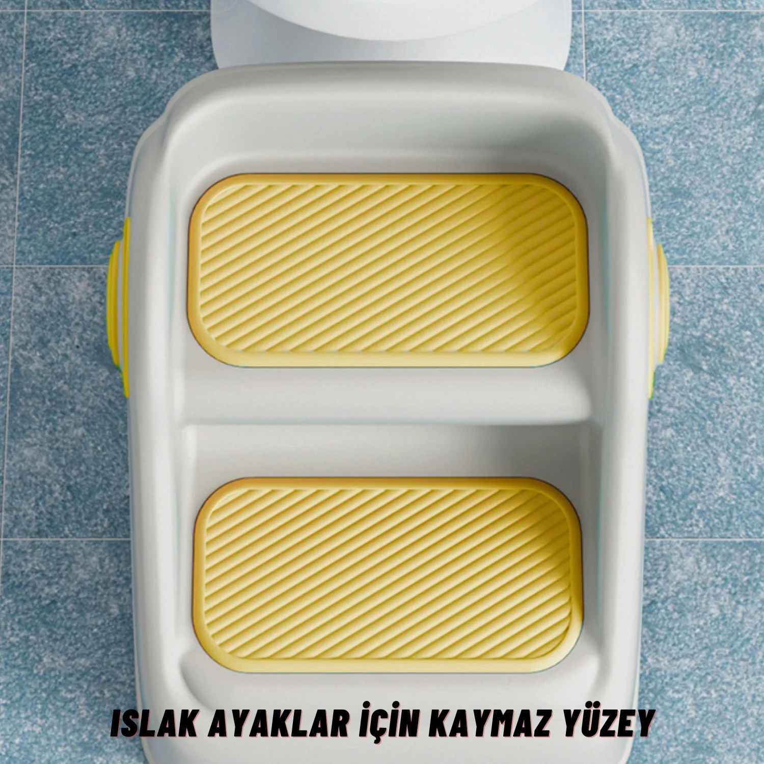Çocuk Taburesi Katlanabilir Kaymaz İki Basamaklı Merdiven Çocuk Banyo Tuvalet Lavabo Yükseltici Sarı - görsel 7