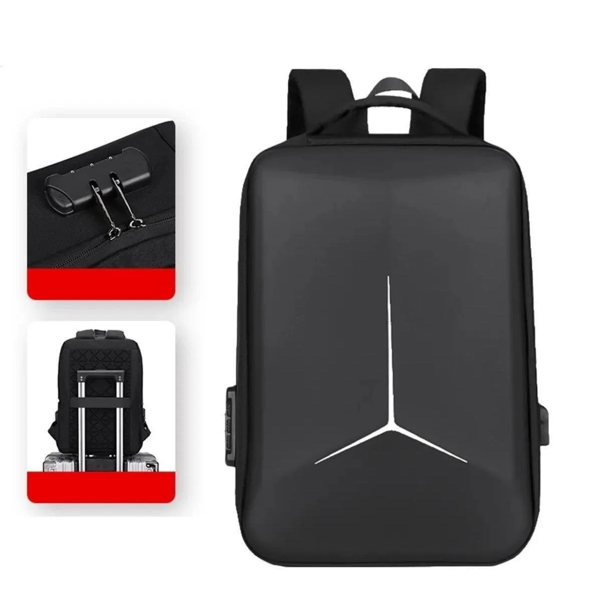 Laptop Notebook Kilitli Sırt Çantası Usb Şarj Ve Kulaklık Girişli Profesyonel iş Seyahat Çantası - görsel 3