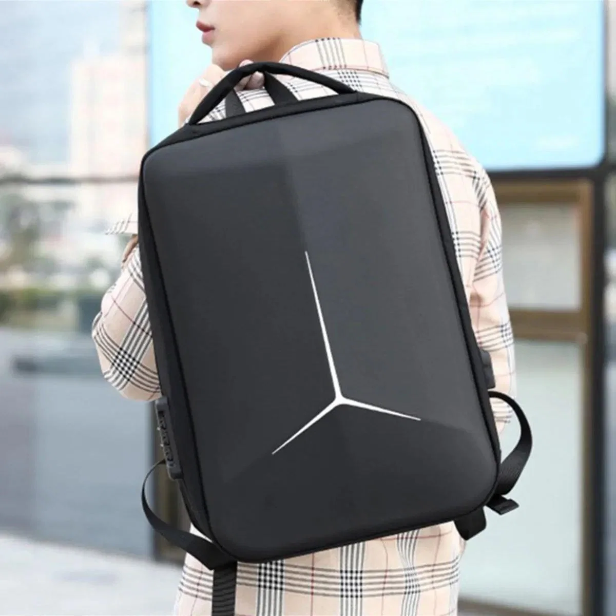 Laptop Notebook Kilitli Sırt Çantası Usb Şarj Ve Kulaklık Girişli Profesyonel iş Seyahat Çantası - görsel 7