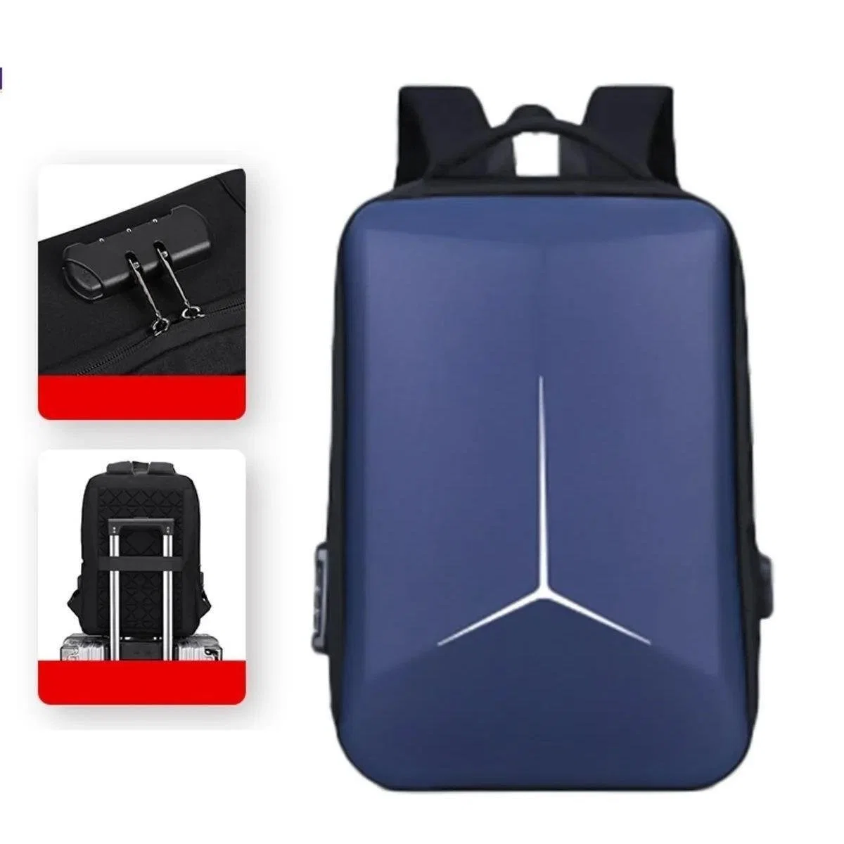 Laptop Notebook Kilitli Sırt Çantası Usb Şarj Ve Kulaklık Girişli Profesyonel iş Seyahat Çantası - görsel 3