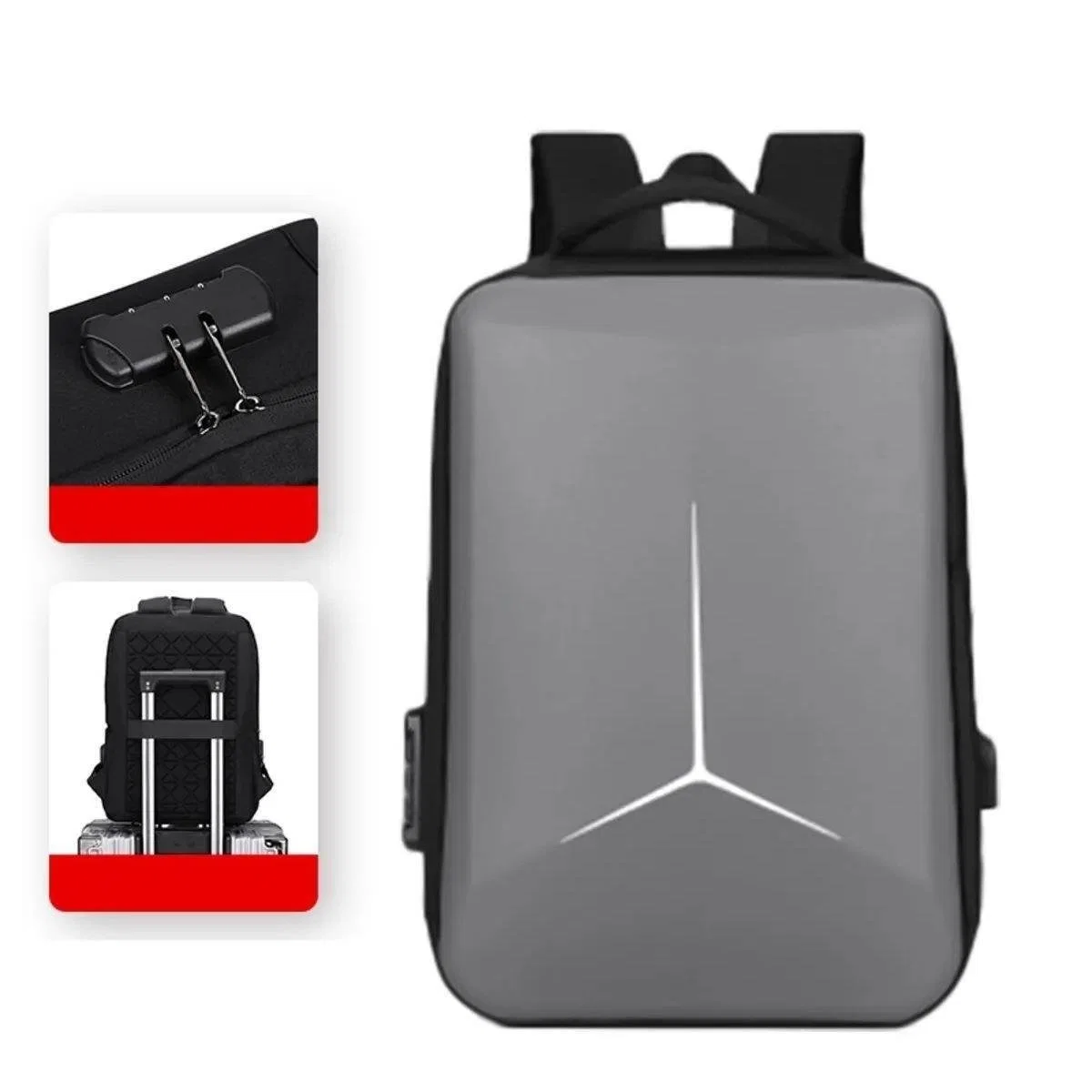 Laptop Notebook Kilitli Sırt Çantası Usb Şarj Ve Kulaklık Girişli Profesyonel iş Seyahat Çantası - görsel 3