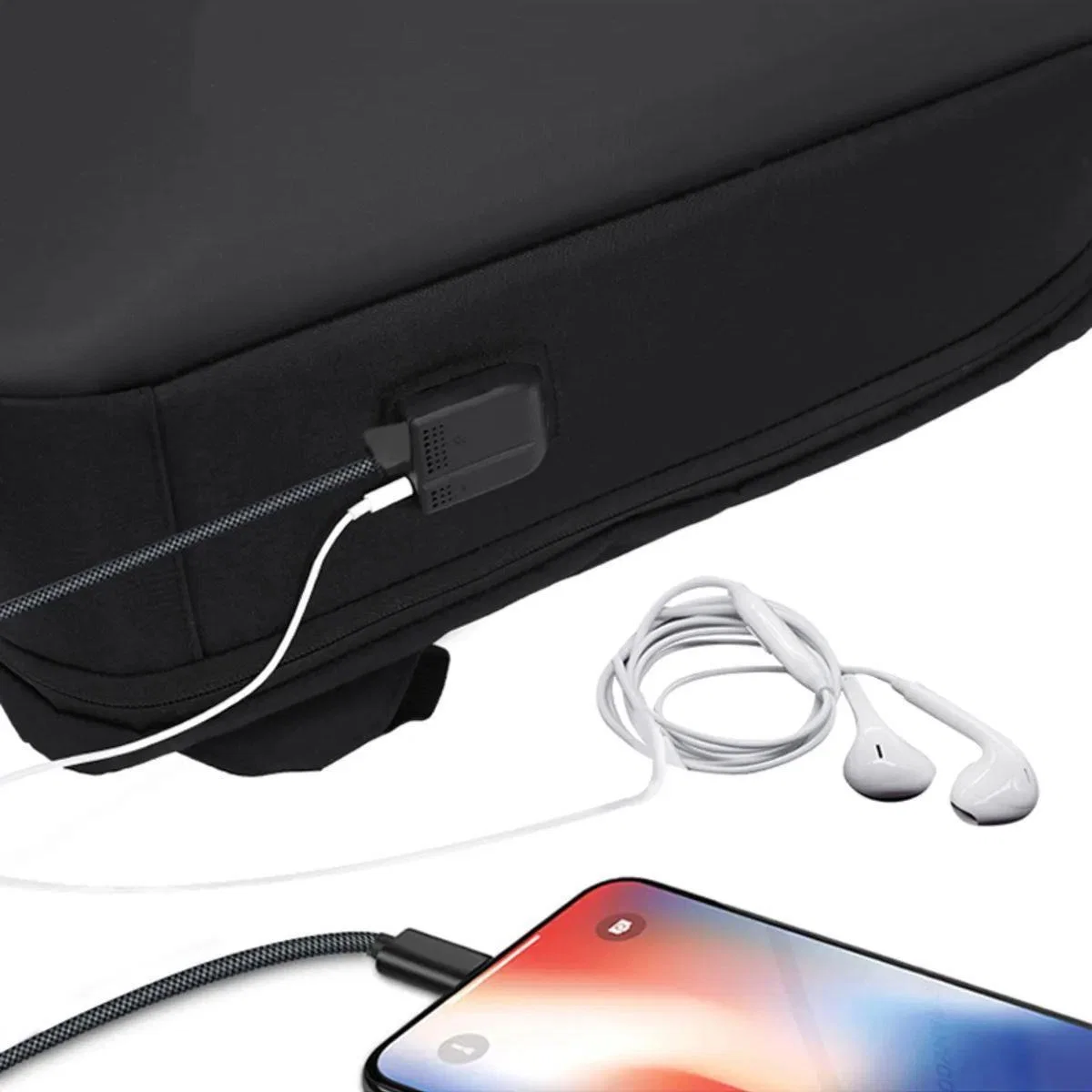 Laptop Notebook Kilitli Sırt Çantası Usb Şarj Ve Kulaklık Girişli Profesyonel iş Seyahat Çantası - görsel 7