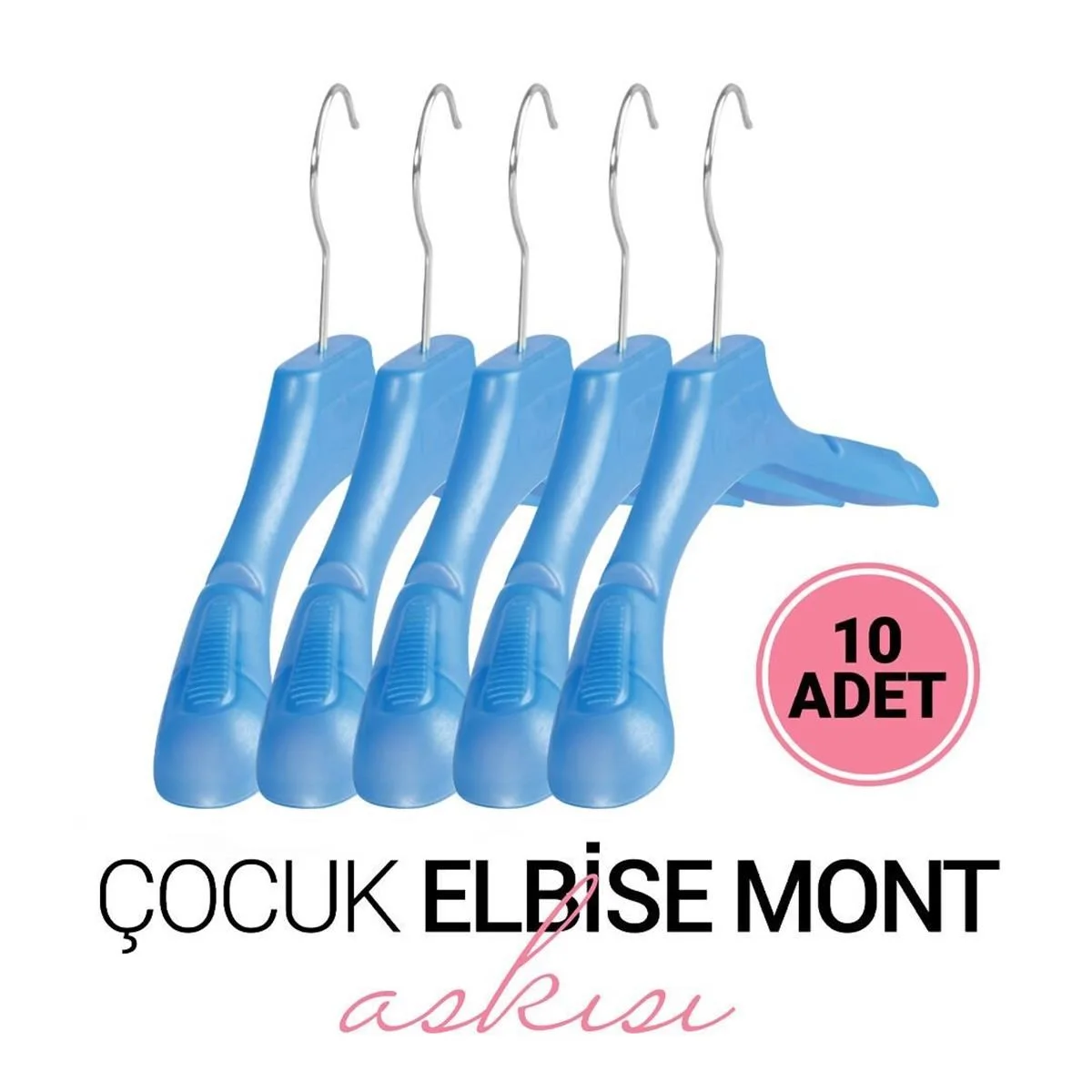 Çocuk MAVİ Elbise Mont Askısı 10 Adet Paketli 30 Cm Çocuk Askı
