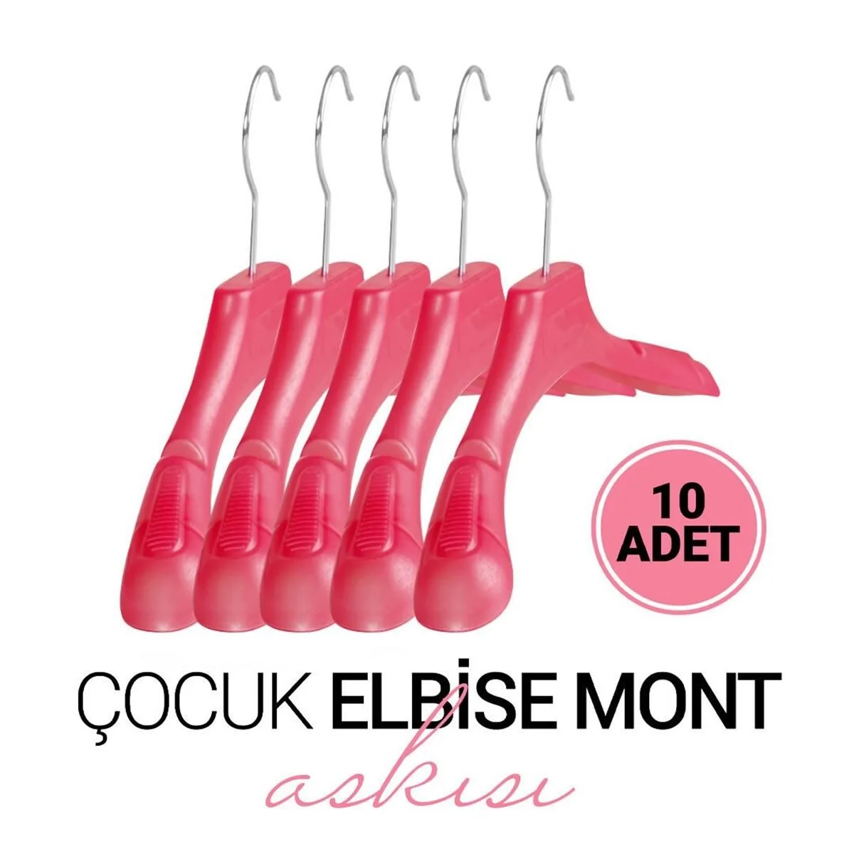 Çocuk PEMBE Elbise Mont Askısı 10 Adet Paketli 30 Cm Çocuk Askı